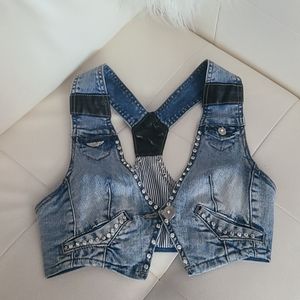 Chiole Denim Jean VEST BLING LAYER PIECE SMALL